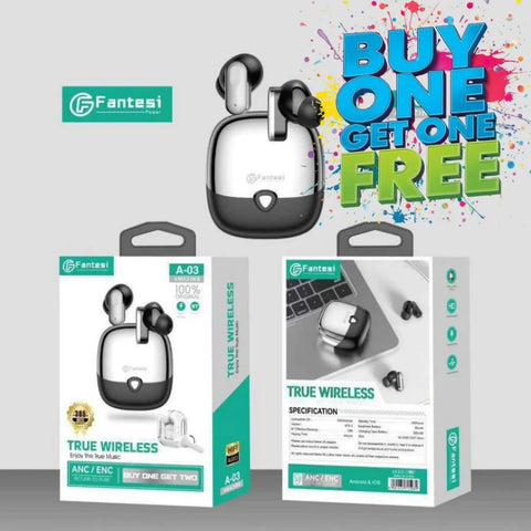 Fantesi A-03 Amazing Smart Display Earbuds | Full Touch Control, ANC/ENC, Hi-Fi Sound & Long Battery Life
