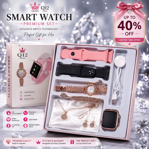 Smart Watch Gift Set for Women | Luxury Smartwatch & Jewelry Gift Set