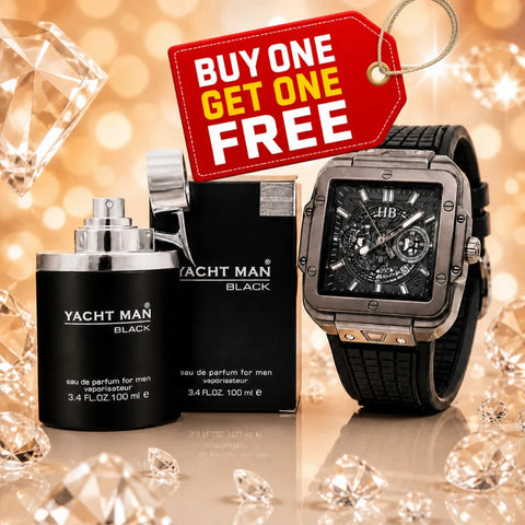 Yacht Man Black | Perfume | Chronograph Wristwatch