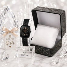 Luxury Black Watch with Gift Box | Crystal Style Bracelet Watch for Girls