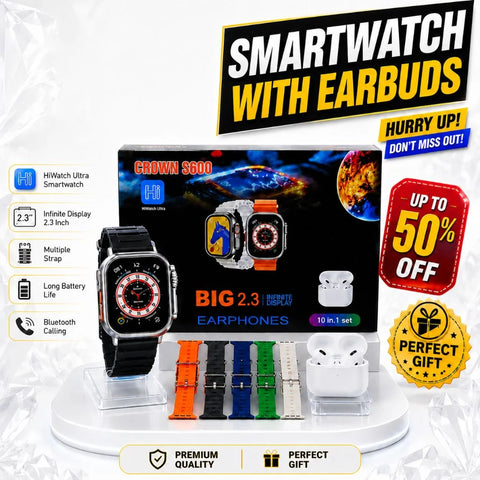 Smartwatch | Bluetooth Calling, Sports Tracking & 7 Menu Styles | Earphones