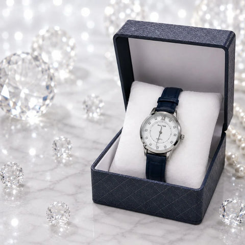 Women's Blue Leather  Watch | Elegant Quartz Wristwatch